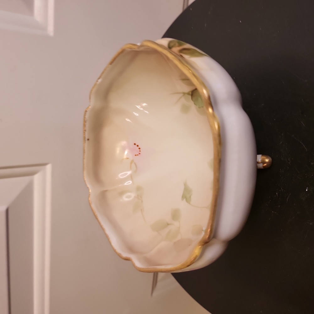 Hand Painted Floral Nippon Porcelain 3 Footed Candy Dish - Picture 7 of 11